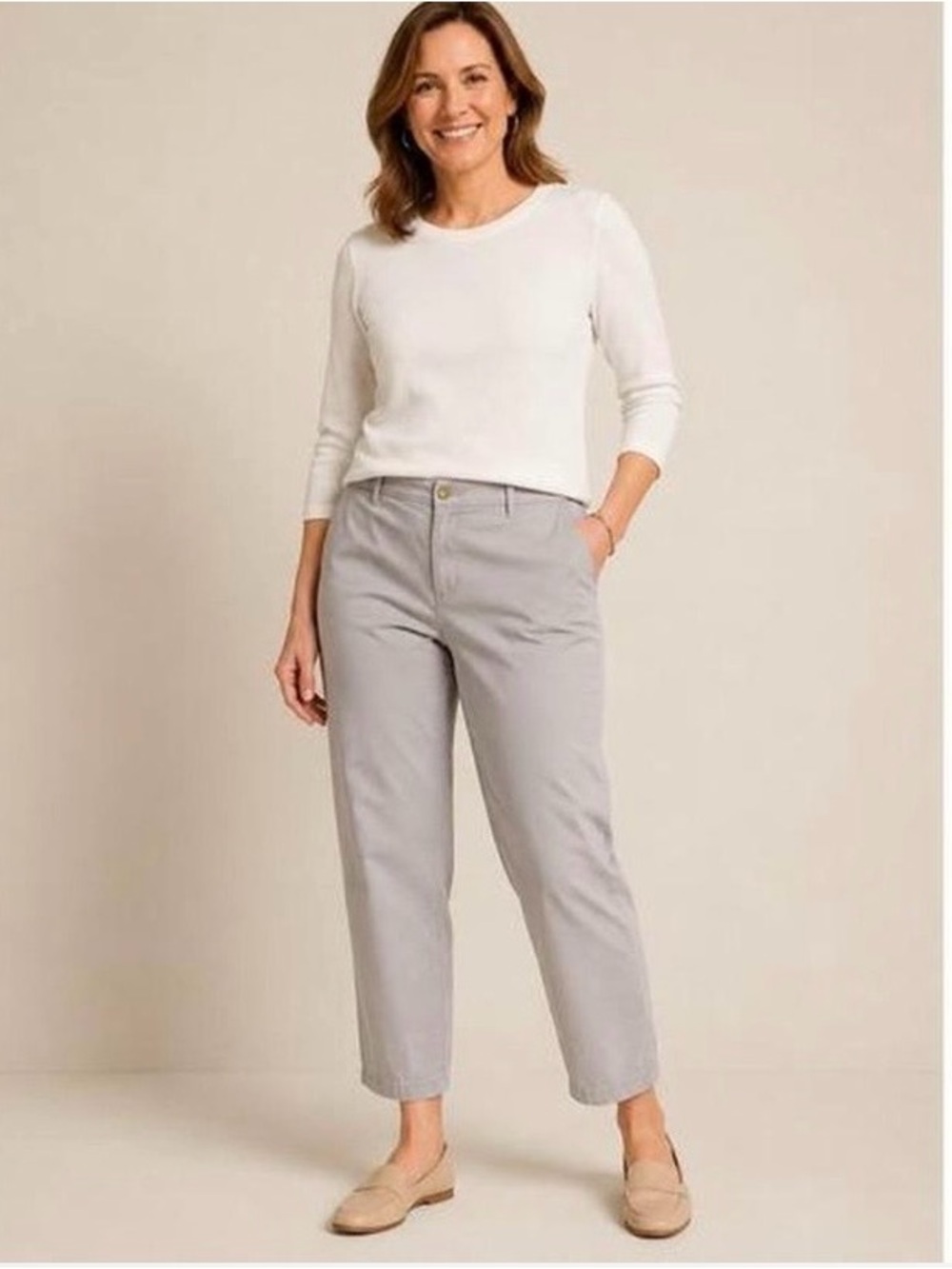 Talbots Gray Relaxed Chino Pants Size 16W Petite